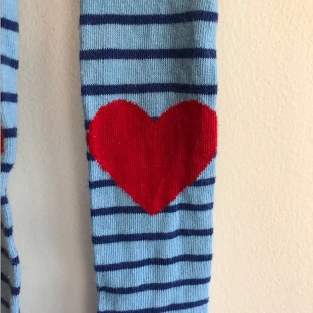 HANNA ANDERSSON Red Heart Blue Stripe Leggings Bottoms 90/100